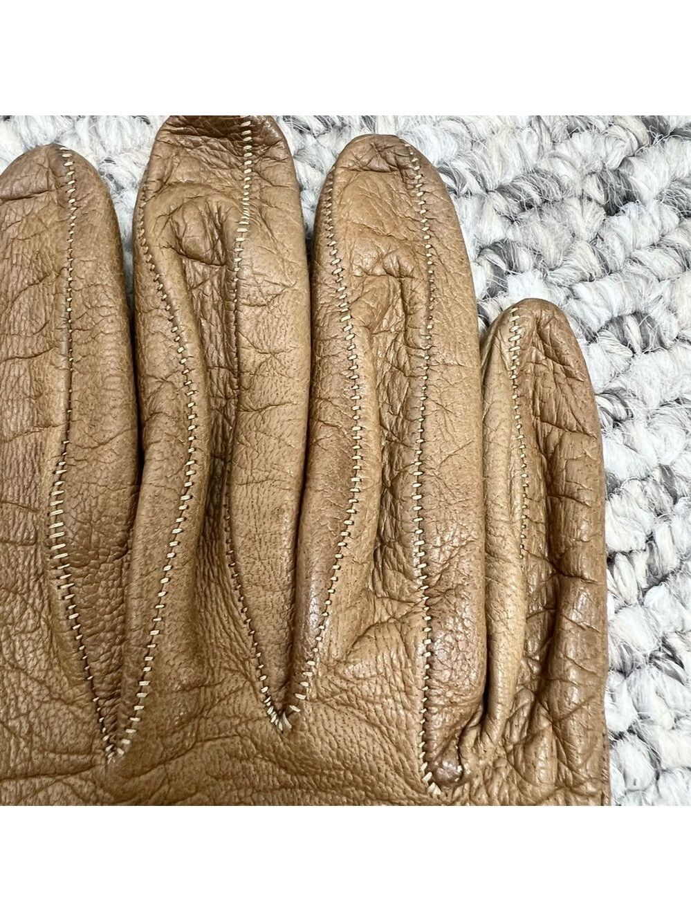 Vintage Lavabile tan brown leather 10.5 inches long gloves 6 1/2 - Picture 6 of 13